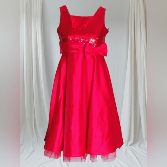Rare Editions Vibrant Red Special Occasion Girls Holiday Dress Size 12 NWT - Picture 4 of 9
